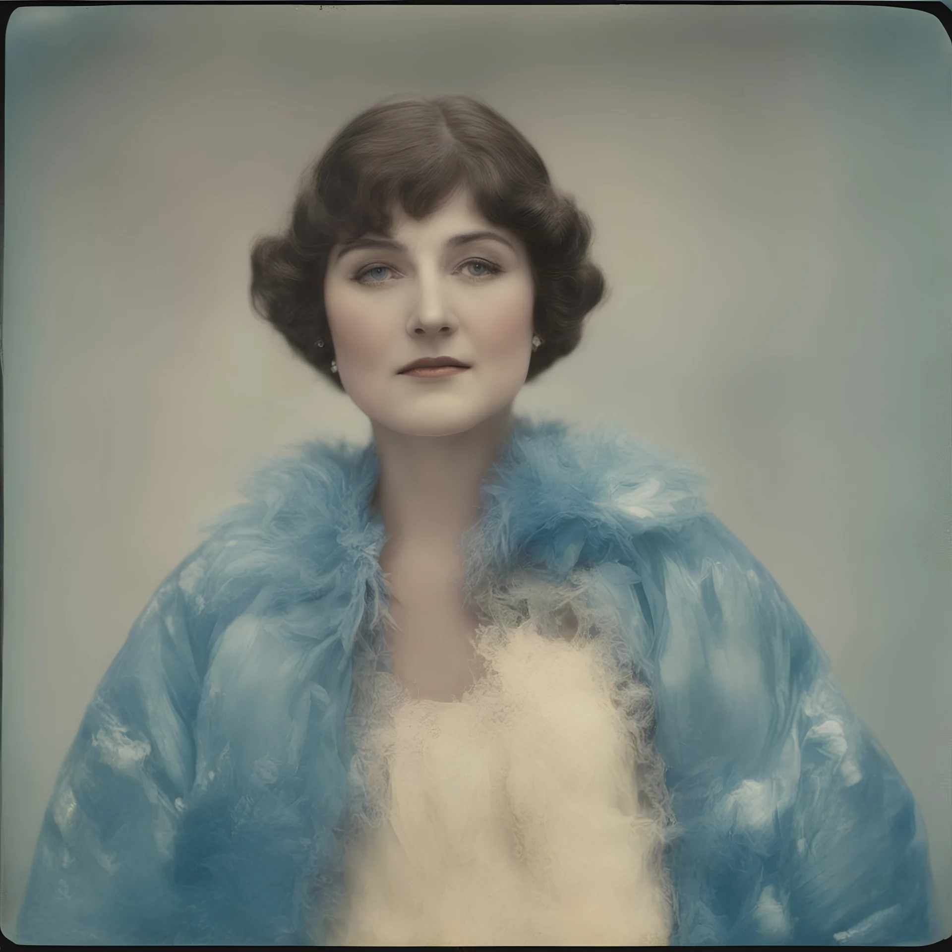 Actress norma talmadge, blue, autochrome, plastic puffy jacket
