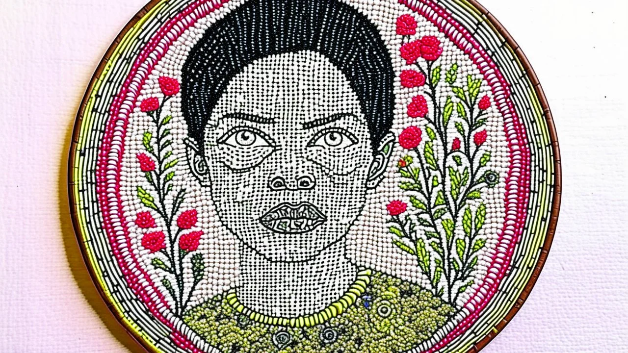 Make a Wide Fabric Panel of embroidery,5 portraits , weave with threads, tapestry