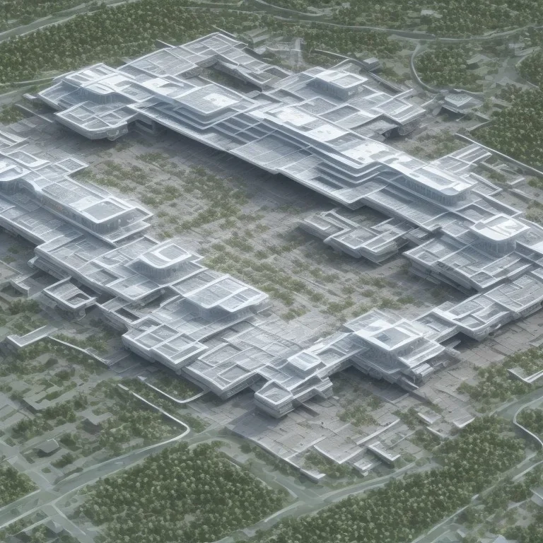 designing a hospital its area is 15000 meters square and have a 4 buildings and the architect is Norman foster and the building in a desert and creative