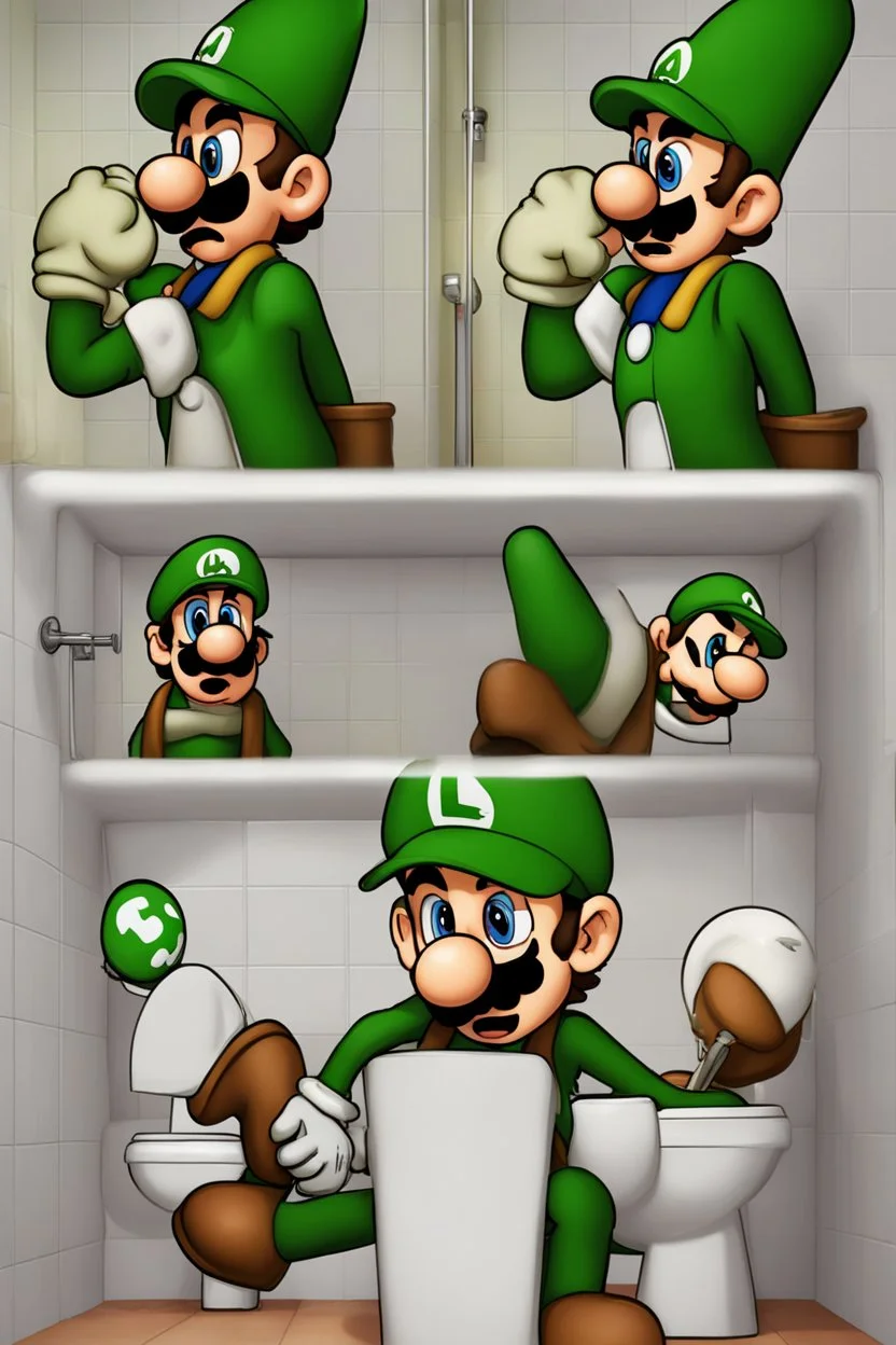 luigi peeing in the bathroom