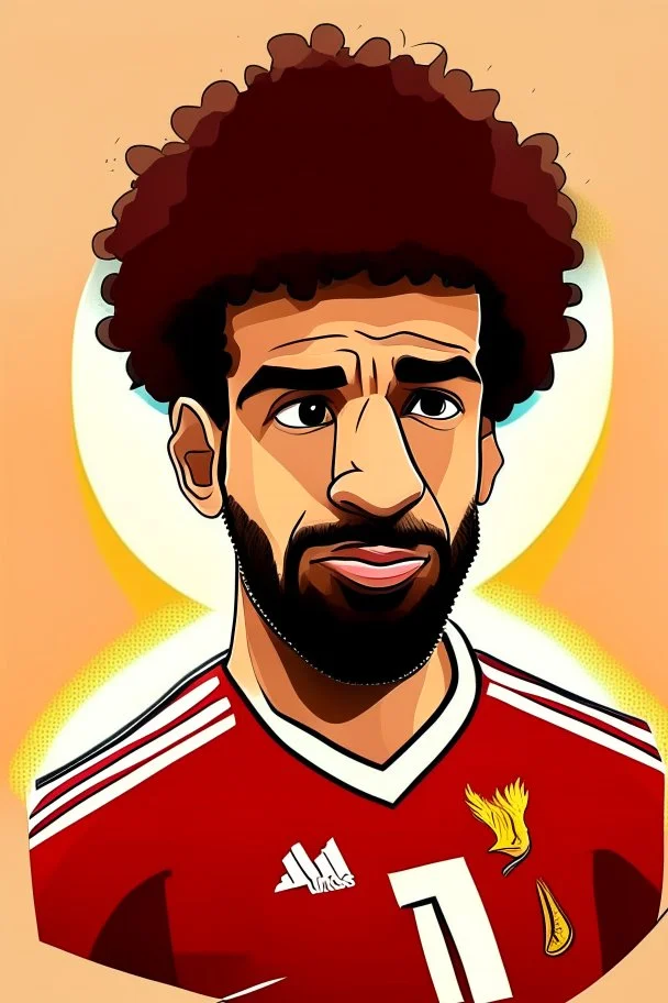 Mohamed Salah Egyptian soccer player cartoon 2d