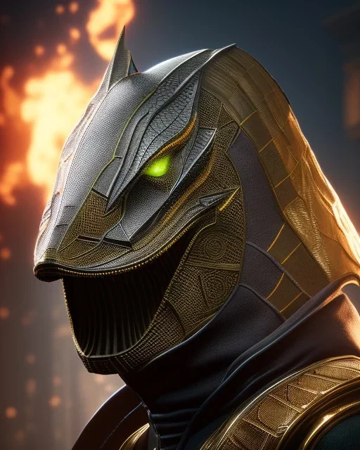 reptilian , mask cover whole face and hood , mortal kombat 11, highly detailed, hyper-detailed, beautifully color-coded, insane details, intricate details, beautifully color graded, Cinematic, Color Grading, Editorial Photography, Depth of Field, DOF, Tilt Blur, White Balance, 32k, Super-Resolution, Megapixel, ProPhoto RGB, VR, Half rear Lighting, Backlight, non photorealistic rendering