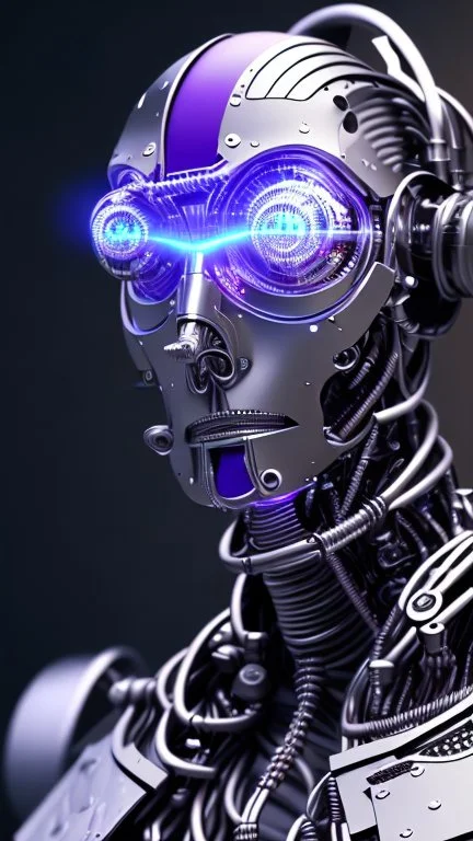 Cyborg man nice, nion, purple , 3D, 4K,8K