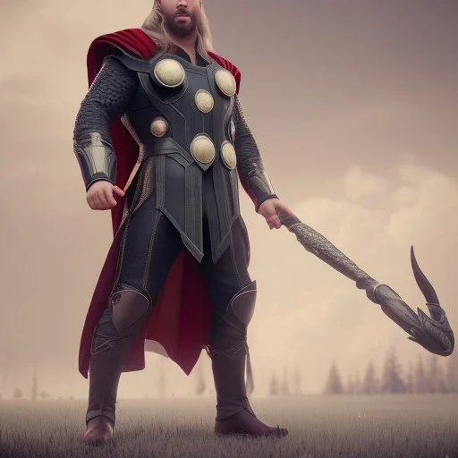 Full body, 3d render, thor 1800's men style, 1800's hair style, 1800's men clothes style, hyper realistic, octane render, unreal engine 5, 8k, palace background, uhd