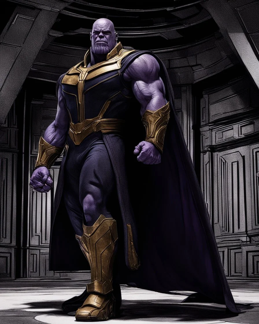 Thanos, cinematic, dark scene,,full body