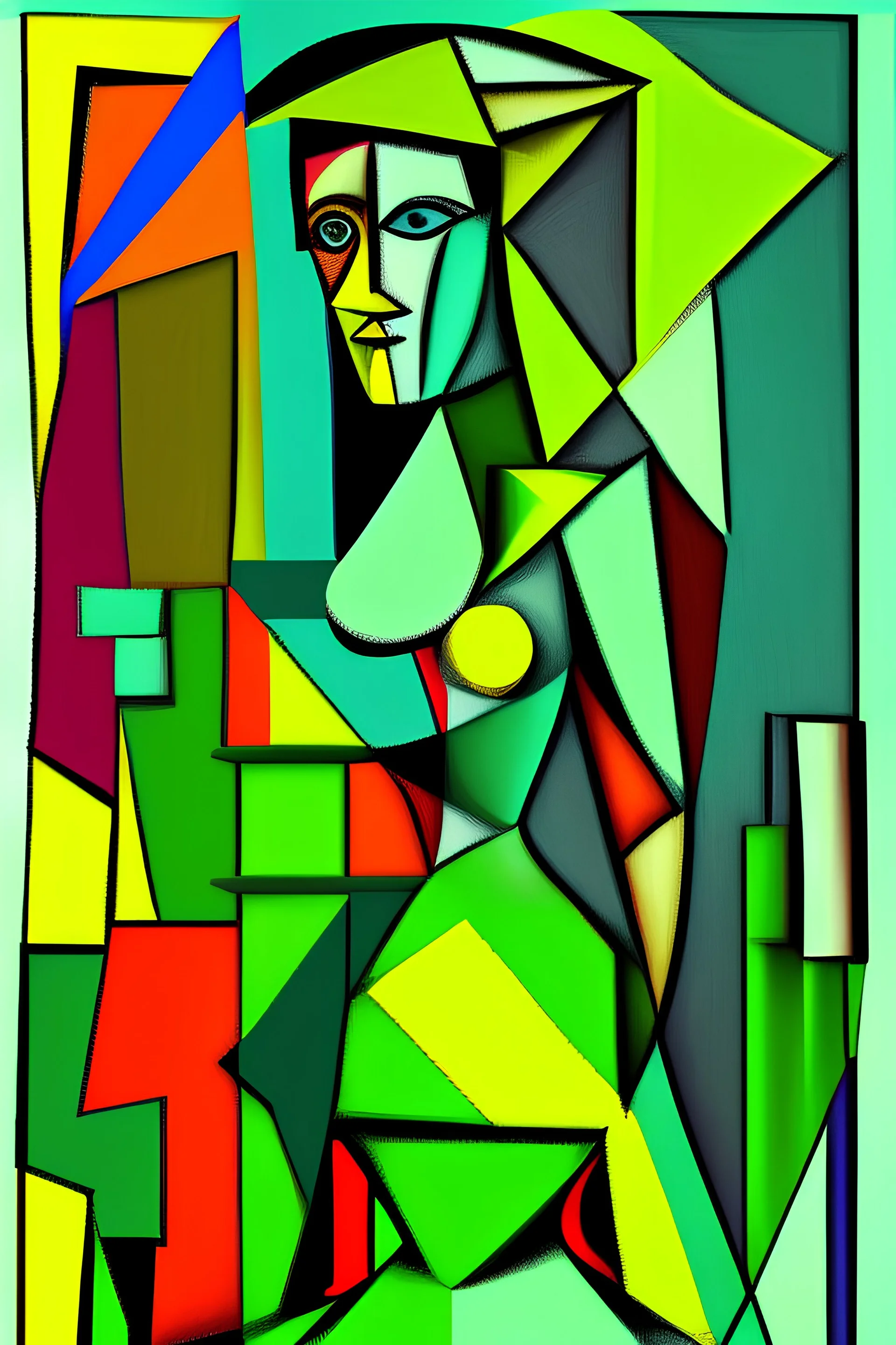 cubism picasso field only green colors