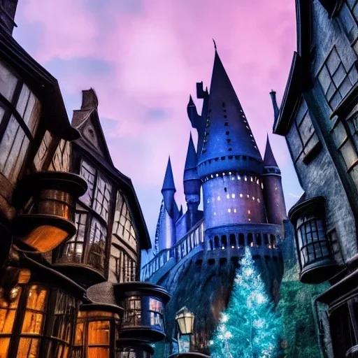 Harry Potter world with magic with beautiful surroundings with clear features and avartars, big fight with dark theme and winter background