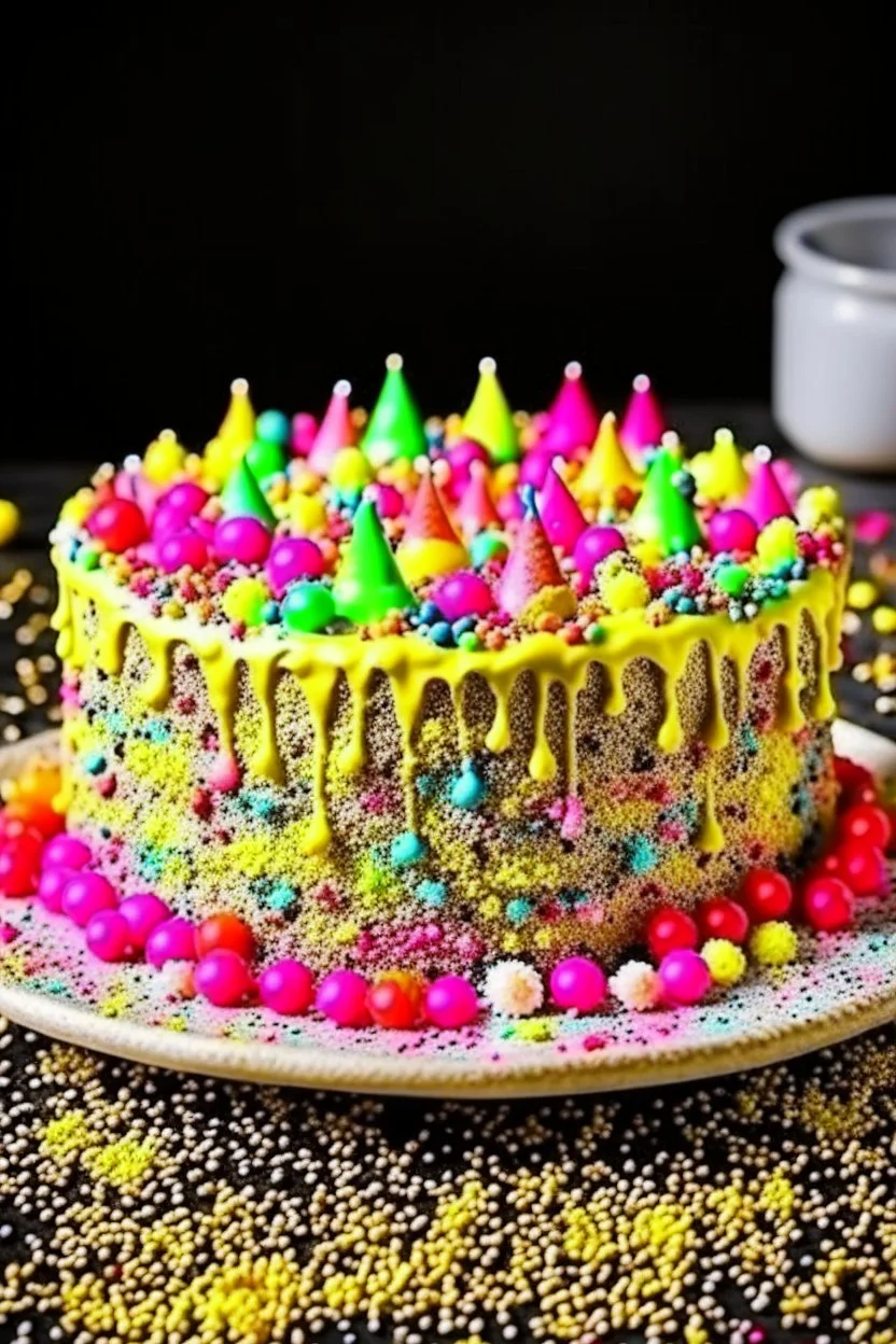 birthday cake with confetti