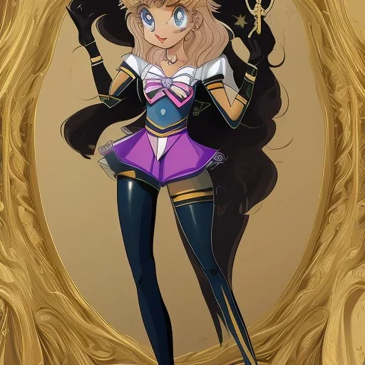 sailor moon con pelo largo i rubio, con traje blanco