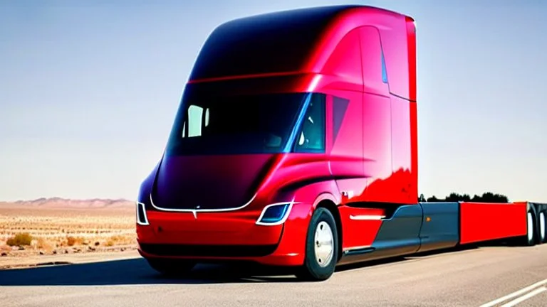 A Tesla semi-truck is parked, within the 'Area 51' facility in the USA. CINEMATIC. WIDE ANGLE LENS.