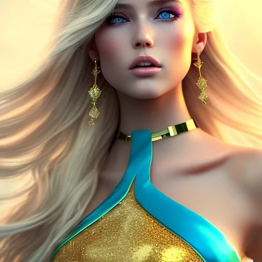 gold man, beautiful, soft, bue eyes, hight definition skin,blue eyes,sparkling makeup, very long blond hair, fairy style , highly detailed body, sun light, 4K, RAW, depth of field,high contrast,realistic