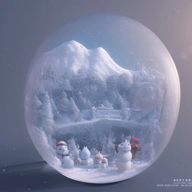 Snow globe, studio ghibli characters, hyper realistic