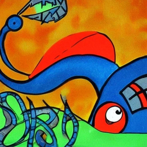 snail kaiju in miro style