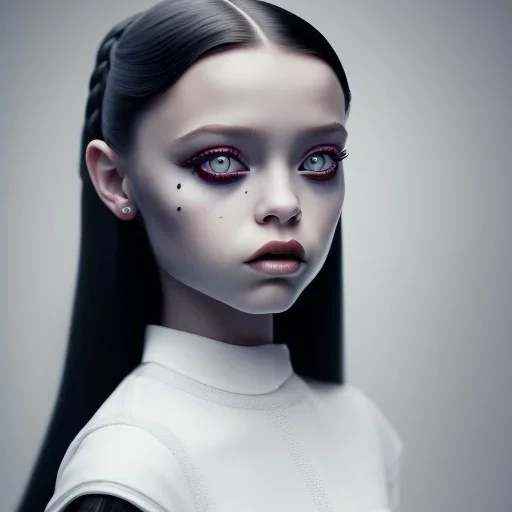 jenna ortega, wednesday addams hair style, make up, wednesday addams black dress, cinematic, wednesday style, hyper detail, 8k resulation