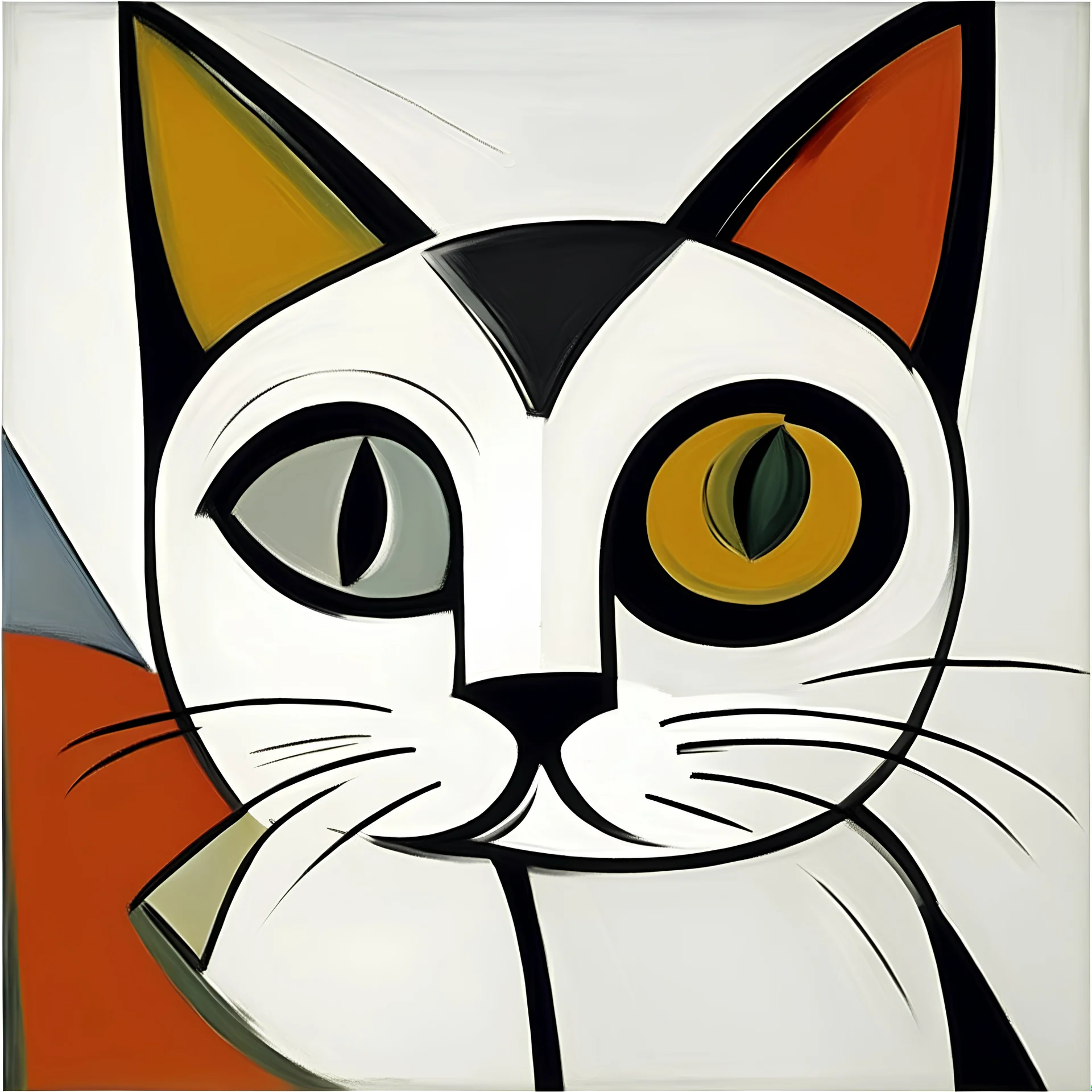 Portrait of a cat by Pablo Picaso, white background