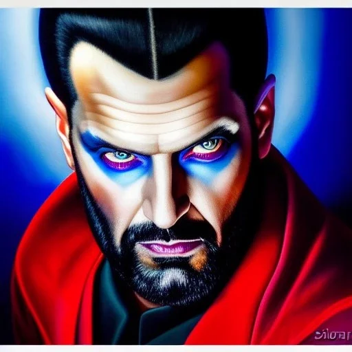 ultra detailed fullbody Portrait on oil in canvas of Mr. Sinister ,intense stare,extremely detailed digital painting, extremely detailed face,crystal clear Big Glowing eyes, mystical colors ,perfectly centered image, perfect composition,rim light, beautiful lighting, 8k, stunning scene,extremely sharp detail, finely tuned detail, ultra high definition raytracing, in the style of Simon Bisley and robert e howard and Greg Rutkowski and and artgerm