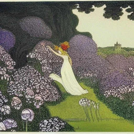 ida rentoul outhwaite castle in a flower forest