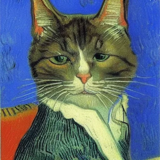 Portrait of a cat by Van Gogh