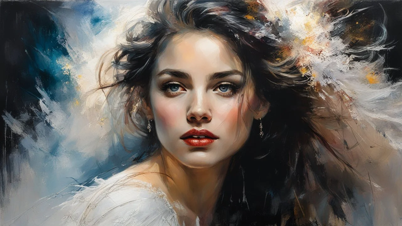 Portrait of stunningly beautiful woman with man, made of tulle, detailed fabric painting, Candlelight Insanely detailed painting by Pino Daeni, Jeremy Mann, Carne_Griffiths, Vadim Kashin, James Gurney, texture, 16k resolution, fine art, natural light, beautiful