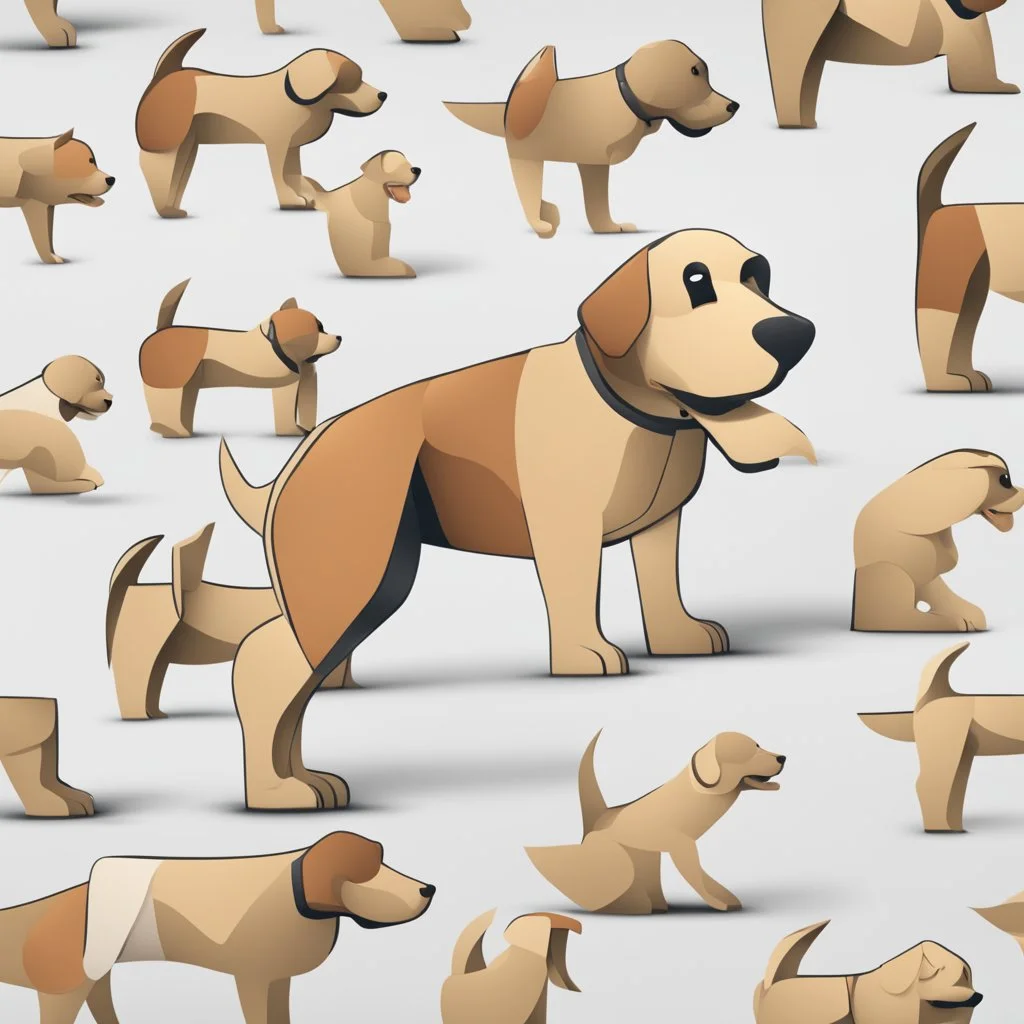 make a realistic business dog that are made of shapes