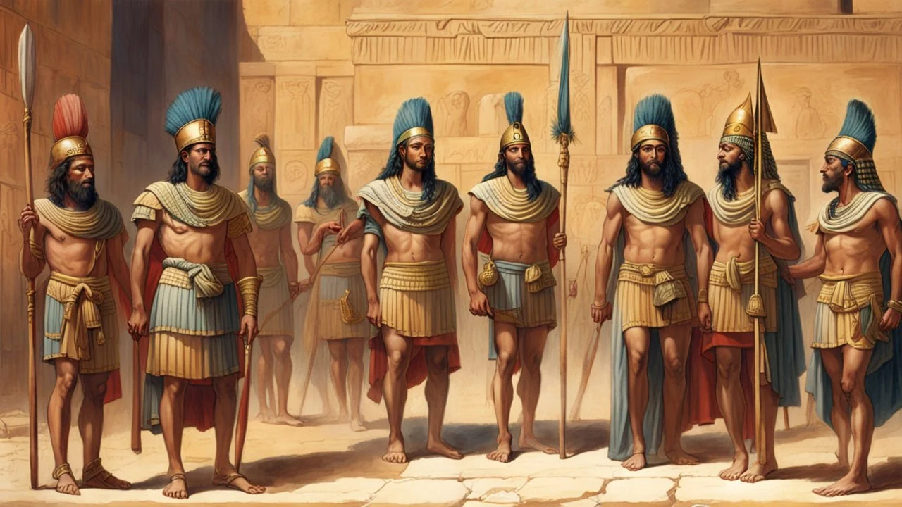 Phoenician soldiers received by the Pharaoh of Egypt for dinner