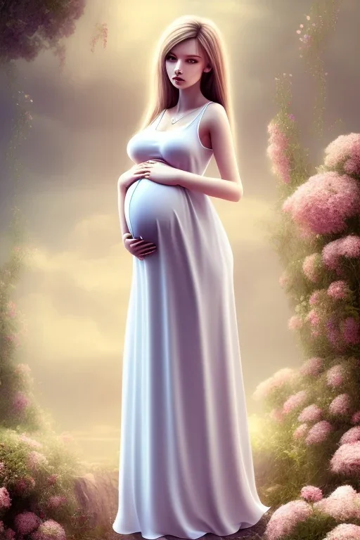 Girl, cute, beautiful, pregnant, long dress