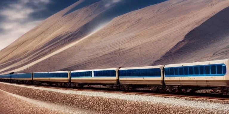 Futuristic Industy with Trains in Desert