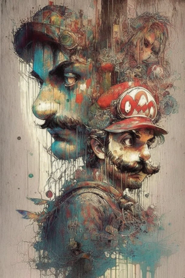 Mario Bros by Carne Griffiths and Alex Ross and Leonardo DaVinci