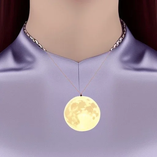 necklace with a simple, elegant design featuring a single, shimmering polyester in moon pendant