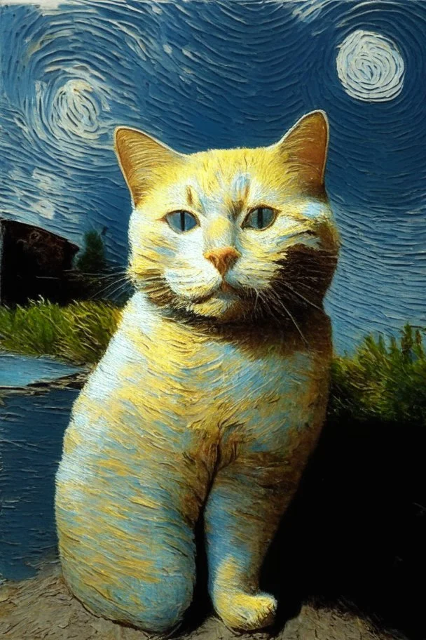 Portrait of a cat by Van Gogh