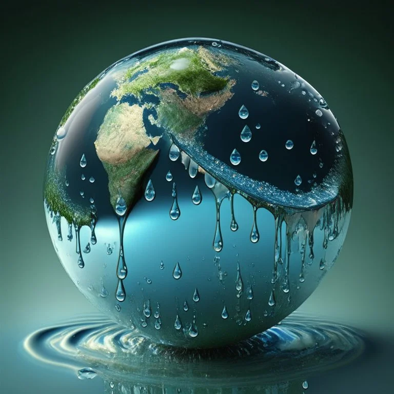 The globe in the form of water droplets