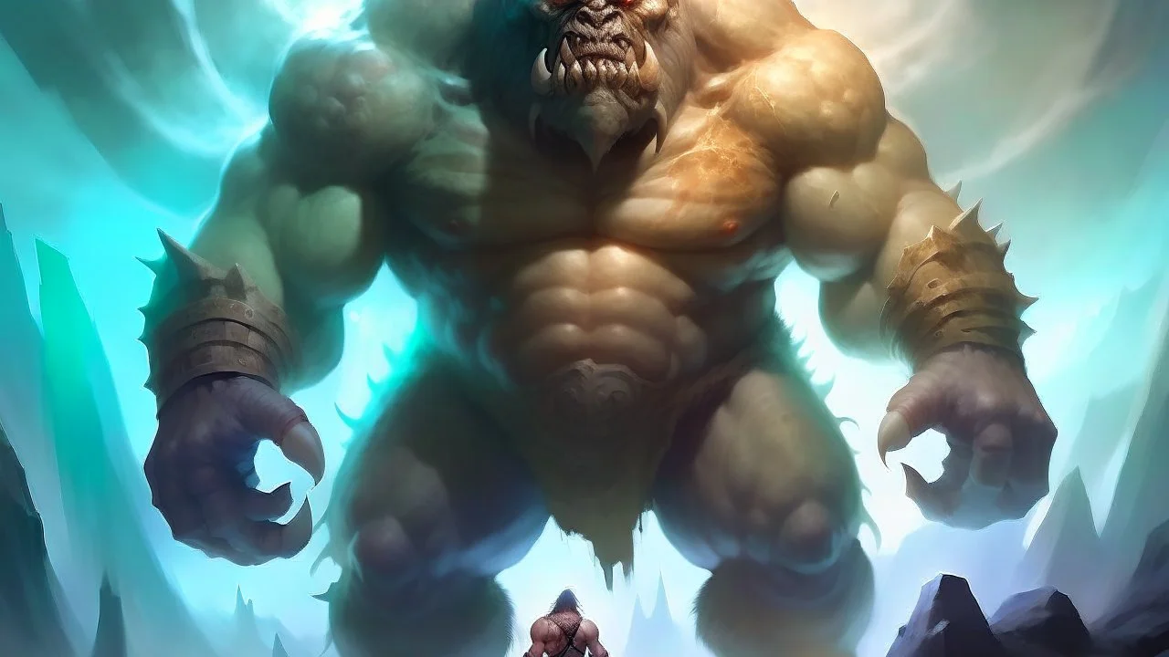 Fantasy digital illustration: an evil giant. He is fearsome