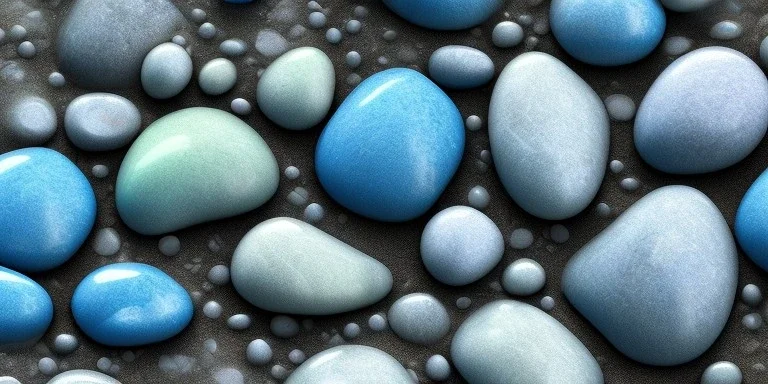 Blue raindrops on a rock, close up view, photo quality, stone marble, ultra realistic