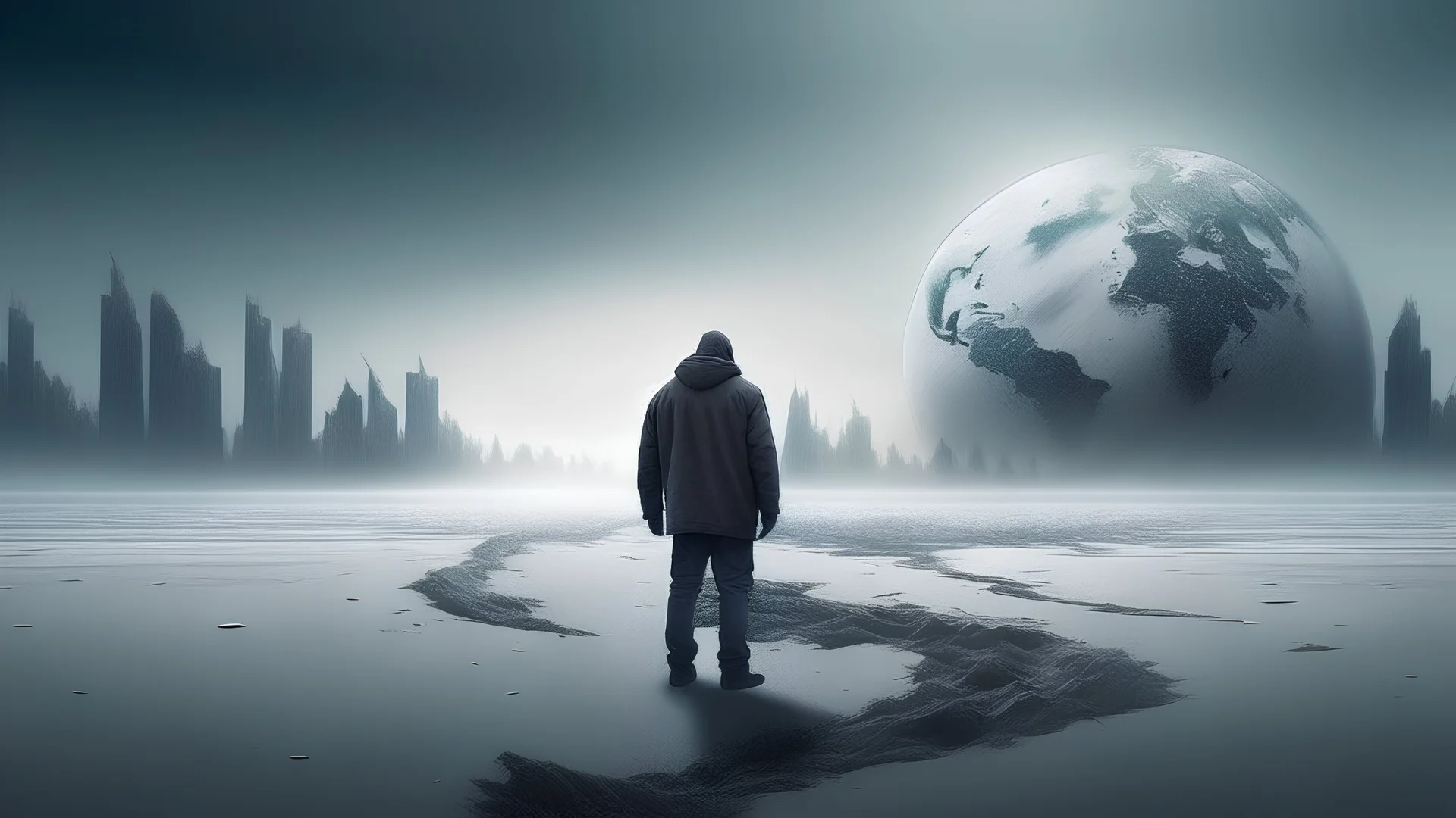 lone person watching world fall apart