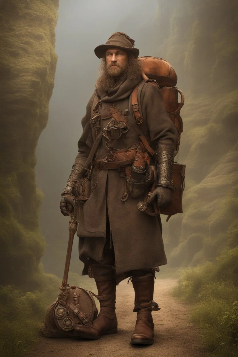 Fantasy Medieval Traveler with gear