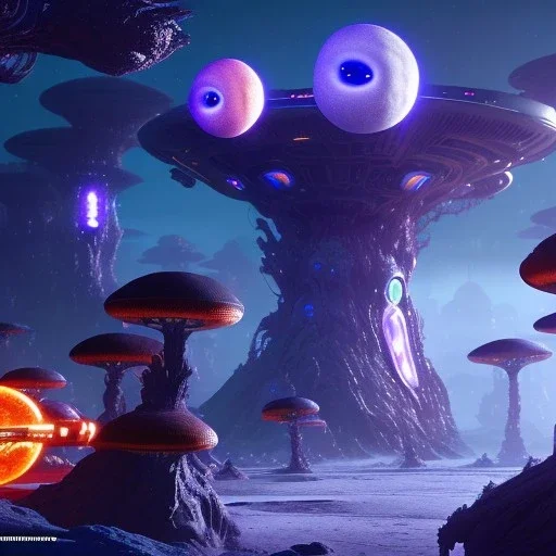 bioluminescent herbivore alien animals on a scifi landscape, bioluminsescent plants, bioluminescent flovers, 8k resolution, dynamic lighting, ultra hyperdetailed, Unreal Engine 5, ultra colourful, very small details, realistic