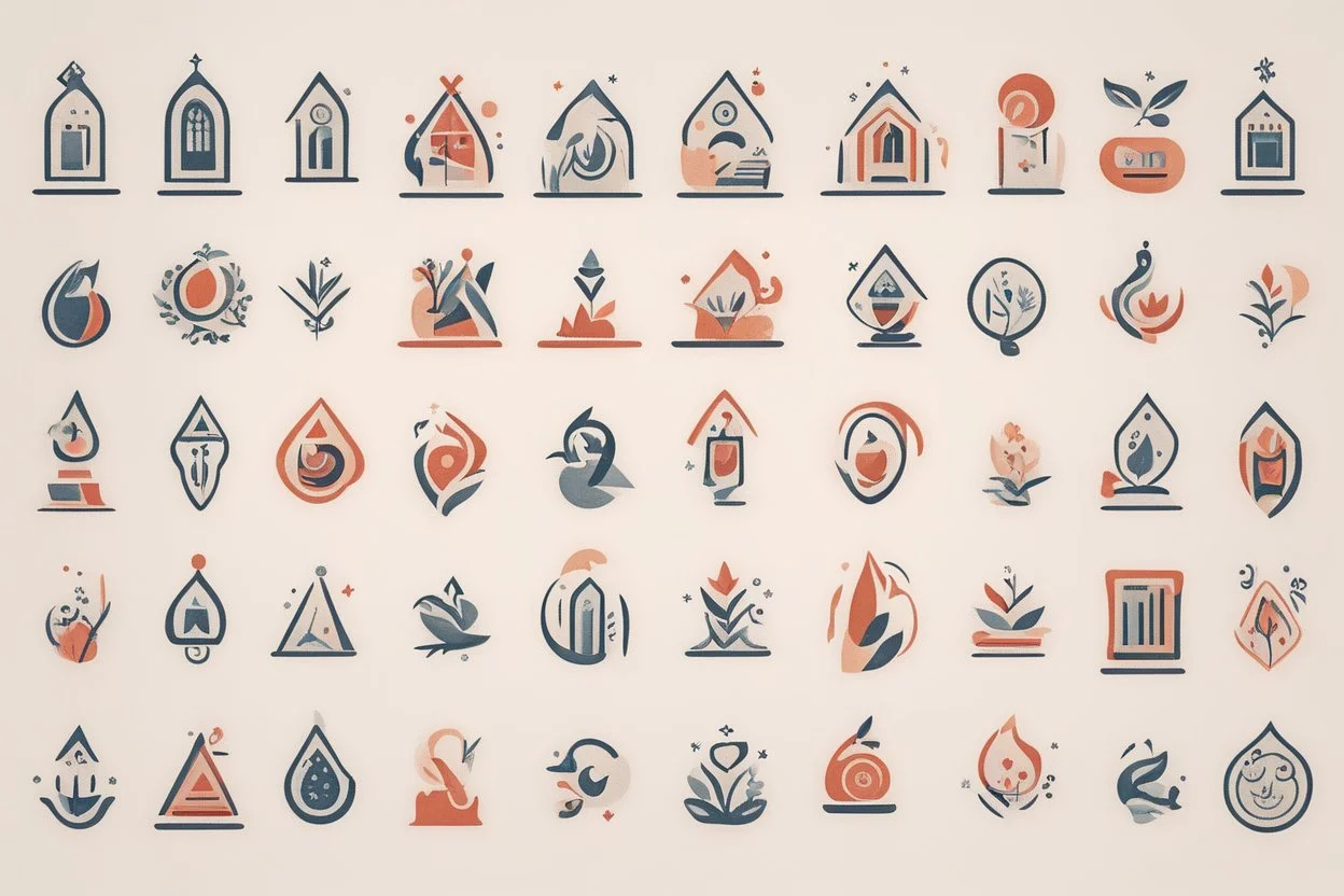 славянский стиль, сказочность, абстрактное, простые значки для школы Медногорья