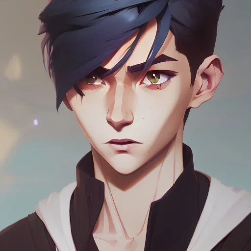 fantasy young ethnic skinny male with lean muscles, white short hair, in library, ⭐☁️, friendly slight smile, hd, uhd, full body, modern anime art style, epic anime key visual, Artstation trending, loish rossdraws artgerm, golden ratio, fake detail, trending pixiv fanbox, style of makoto shinkai studio ghibli genshin impact james gilleard greg rutkowski chiho aoshima