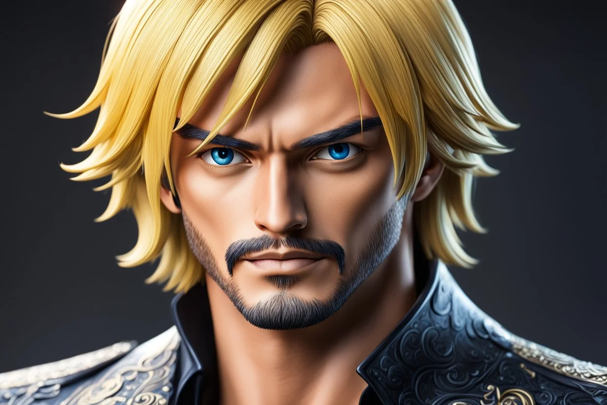 sanji in 8k live action artstyle, one piece them , dynamic pose, intricate details, highly detailed, high details, detailed portrait, masterpiece,ultra detailed, ultra quality