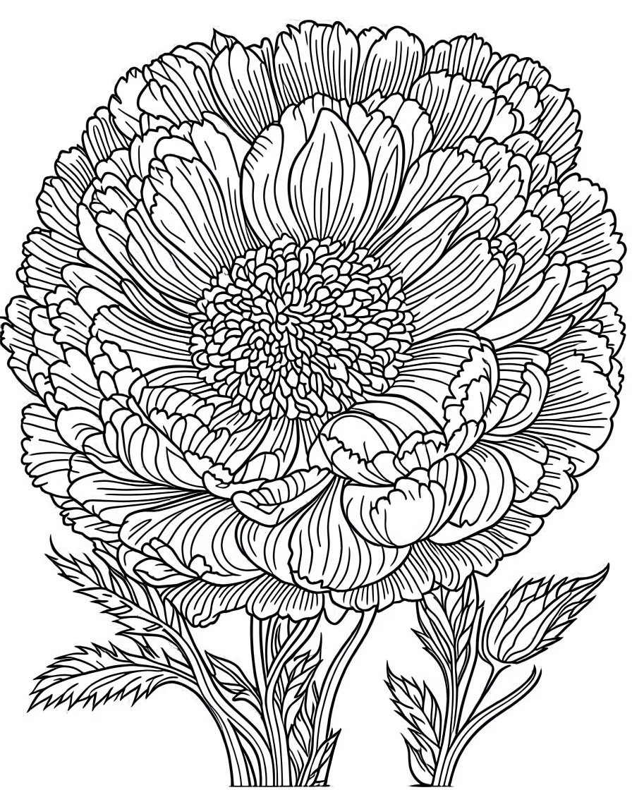 real massive Ranunculus flower coloring page