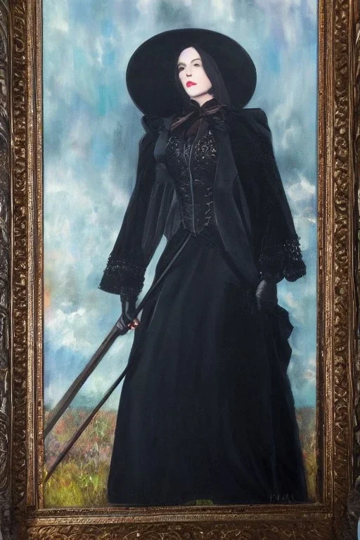 Full body portrait, painting, medium shot lady MidwestGothic