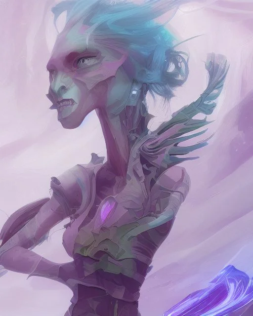 an ethereal and pastel alien creature, with shifting limbs and slender composition, is climbing through a strange wild landscape , highly polished, chrome airbrush style, dreamlike composition, color penciling color palette, surrealistic retro-futurism, rotoscoping, psychedelic pop aesthetic, Camilla d'errica, pop surrealism, highly detailed, arthur lismet, artstation, 1960s psychedelic drawing with art nouveau motifs, munch, vibrant, extra terrestrials art, vintage , anime