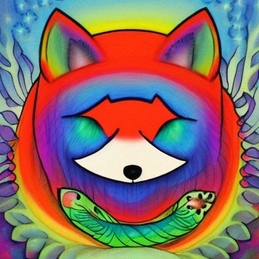 A magical spiritual rainbow fox