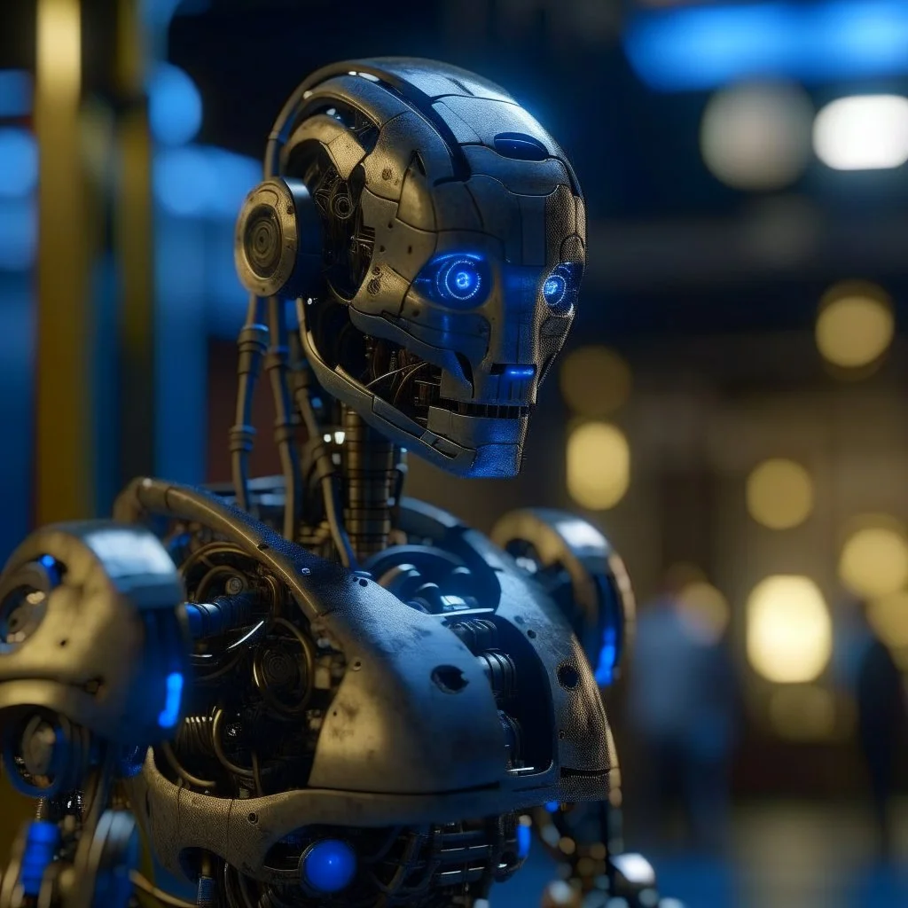 humans cause confusion for superior chat robot, shot on Hasselblad h6d-400c, zeiss prime lens, bokeh like f/0.8, tilt-shift lens 8k, high detail, smooth render, down-light, unreal engine, prize winning