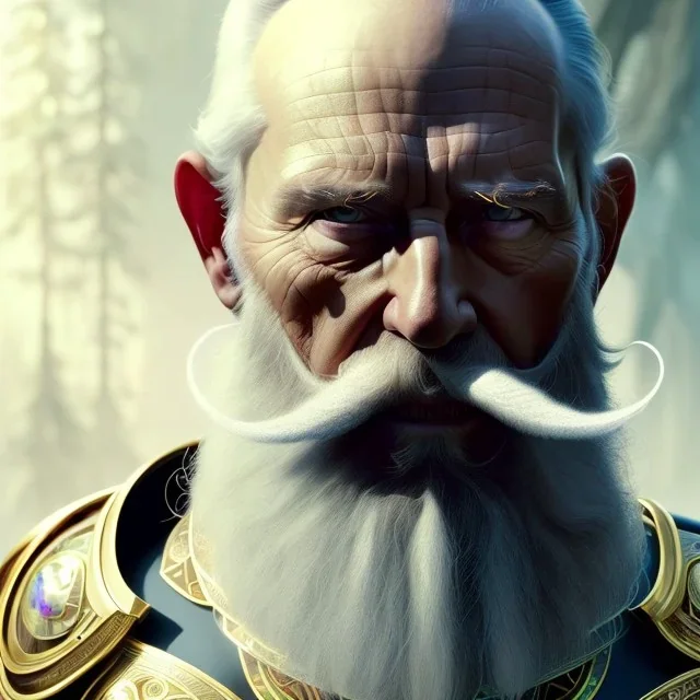 "MIddle aged white human male, with a trimmed but uneven beard, piercing green eyes with slick back hair head and shoulders portrait, 8k resolution concept art portrait by Greg Rutkowski, Artgerm, WLOP, Alphonse Mucha dynamic lighting hyperdetailed intricately detailed Splash art trending on Artstation triadic colors Unreal Engine 5 volumetric lighting Splash art fantasy"