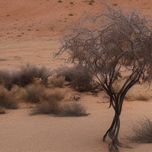 A female robot whistling in the desert winds Rusty weathered and torn to pieces while the rain beats down on her