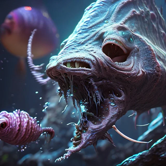 fluid ink angler fish creature, unreal engine 5, 8k resolution, photorealistic, ultra detailed