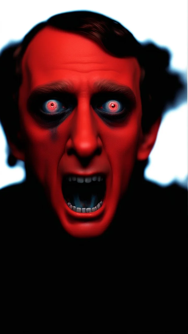 mark zuckerberg as lipstick red faced demon from the movie "insidious", bokeh like f/0.8, tilt-shift lens 8k, high detail, smooth render, down-light, unreal engine, prize winning