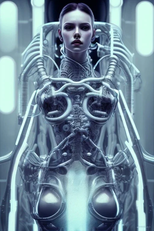 cyberpunk, white latex body, women, body portrai, open mouth, perfect skin, tron, cyborg , perfekt, real, dream, hr giger