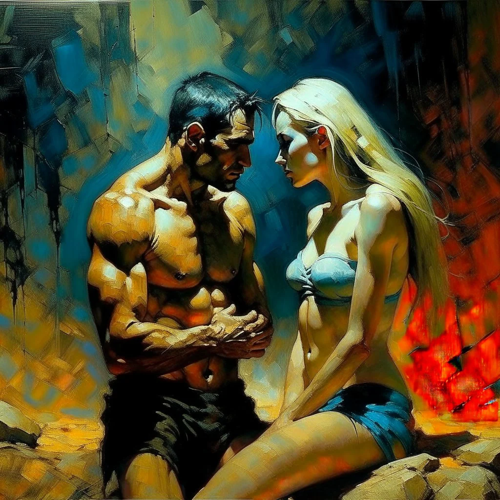 Contemporary art. man and a beautifull woman